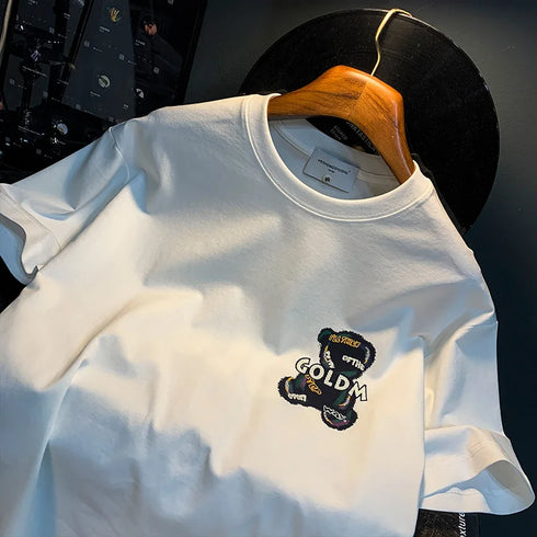 Premium Elephant Graphics Printed Tee with colorful elephant design and O-Neck collar.